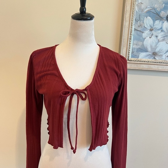 Speechless Burgundy Ribbed cardigan - Picture 1 of 7